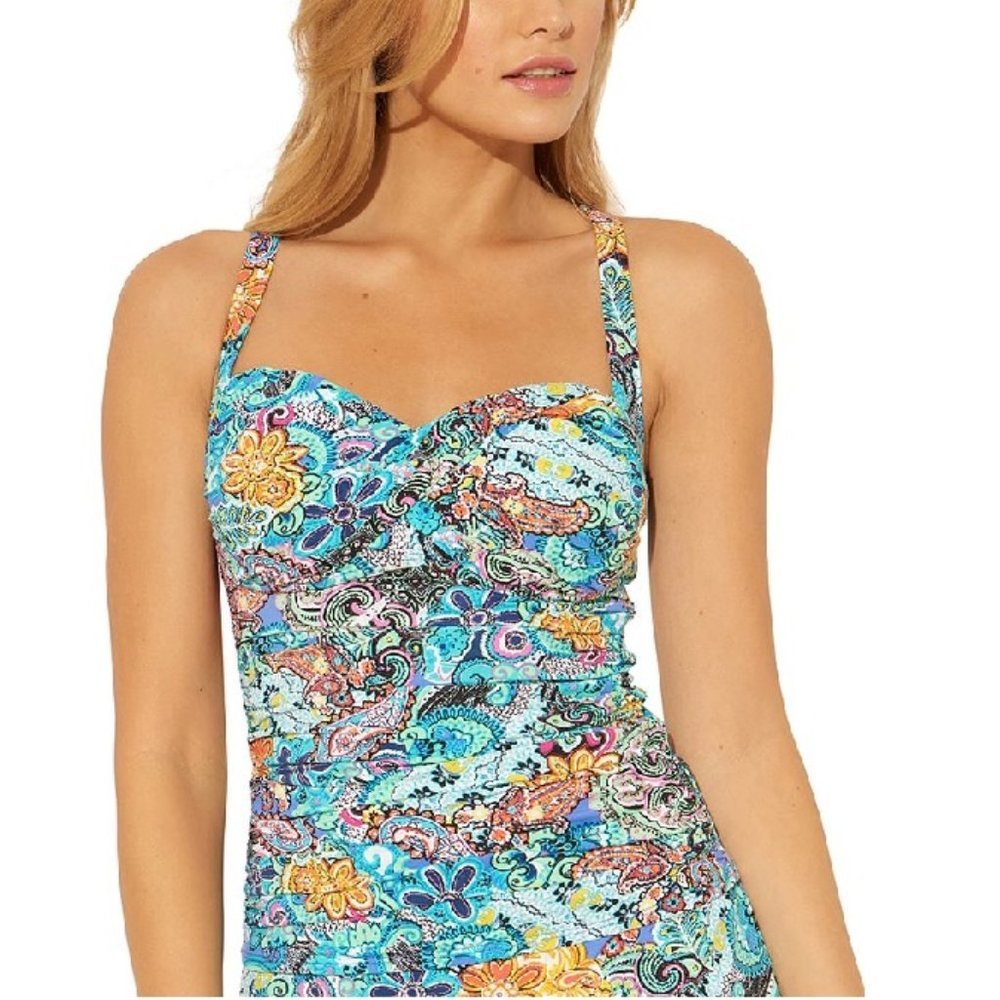 Bleu by Rod Beattie PrinT D-Cup Tankini SwimTop